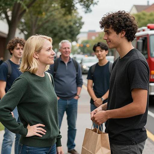 Charming Street Scene with Engaging Characters