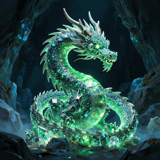Crystalline Dragon in Glacial Cavern