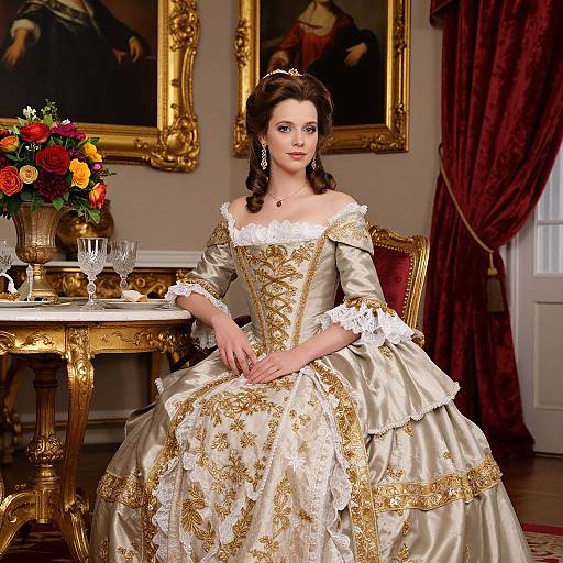 Elegant Woman in Rococo Gown