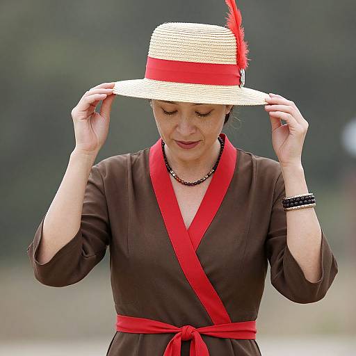 Stylish Woman in Brown and Red