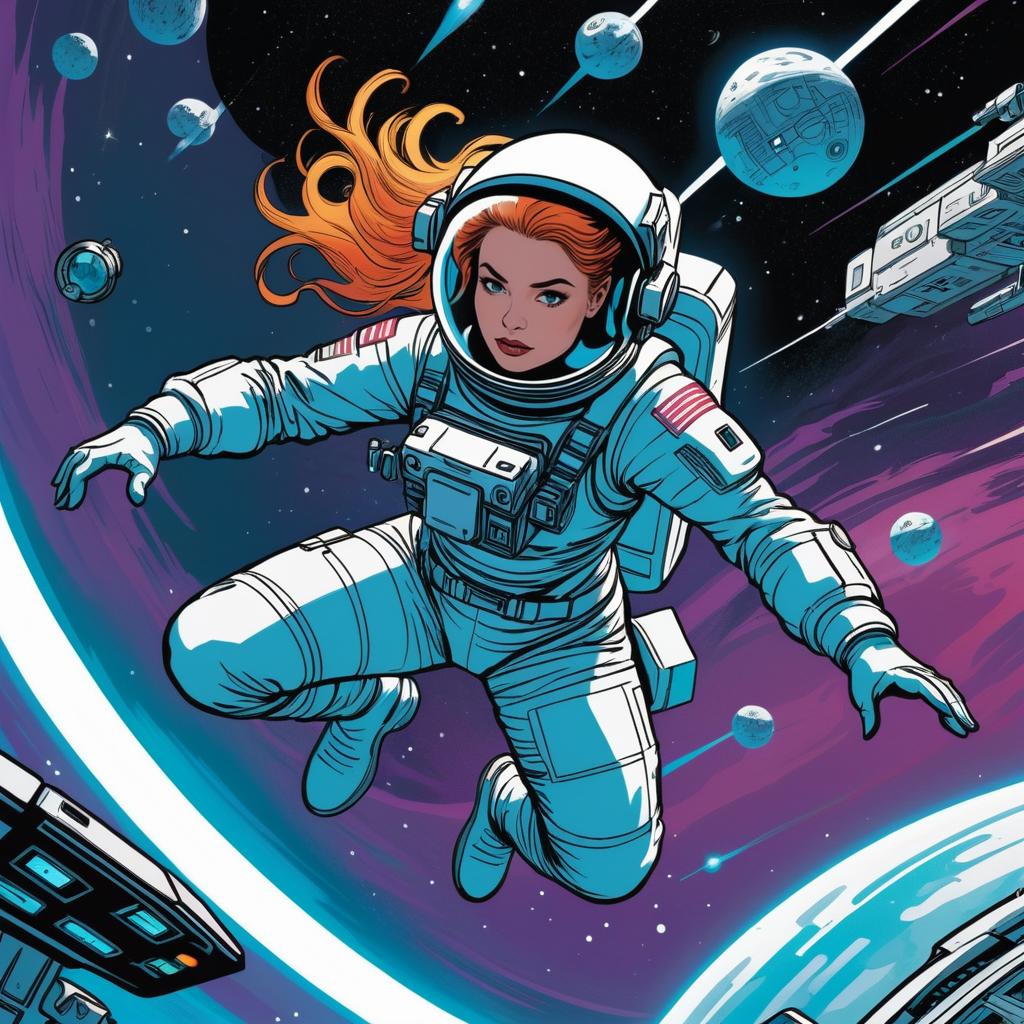 Dynamic Astronaut in Bold Comic Style