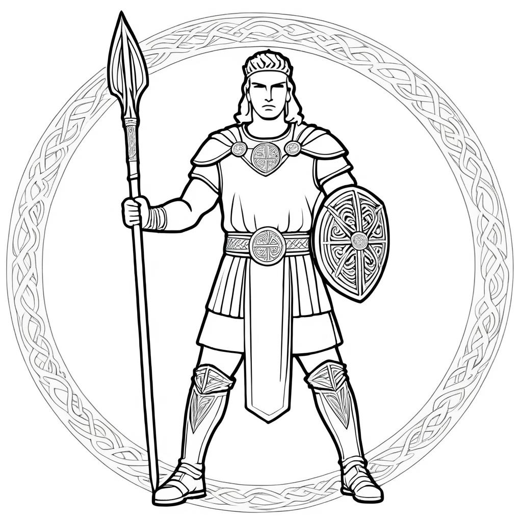 Stylized Cú Chulainn Warrior Outline