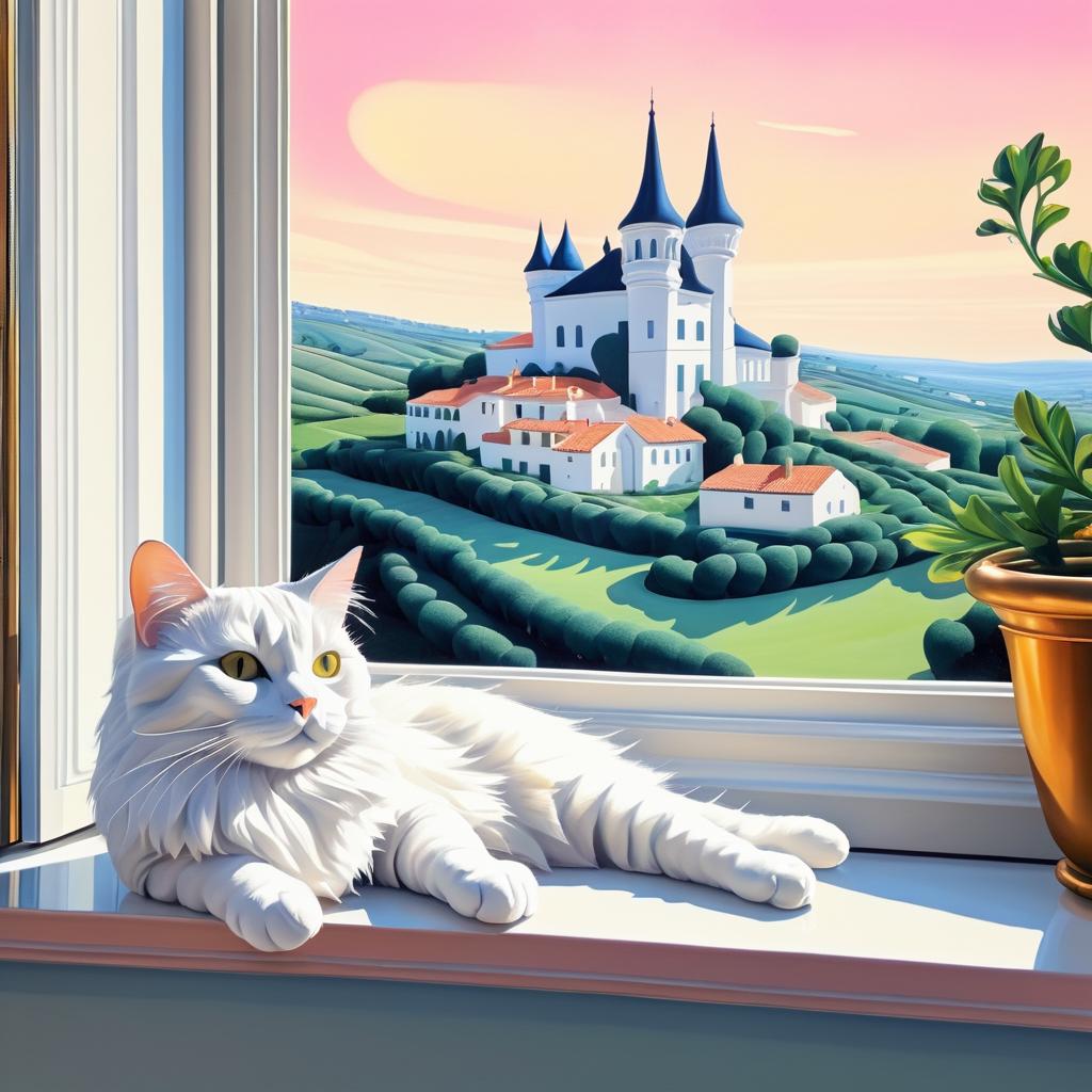 Surreal Cat on a Dreamy Windowsill