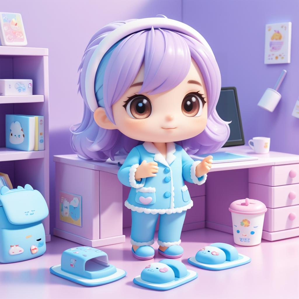 Chibi Office Worker in Cozy Outfit