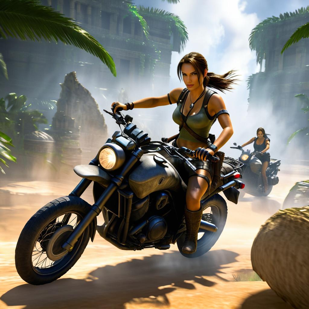 Lara Croft's Thrilling Motorcycle Adventure