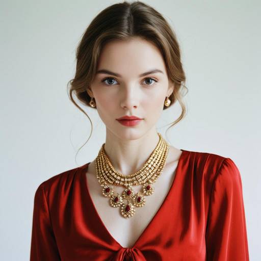 Young Woman with Vintage Gold Necklace