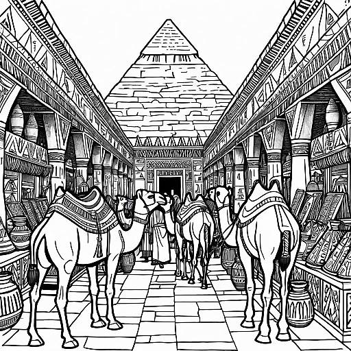 Ancient Egyptian Market Coloring Page