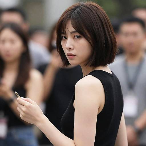 Serious Woman in a Blurred Background