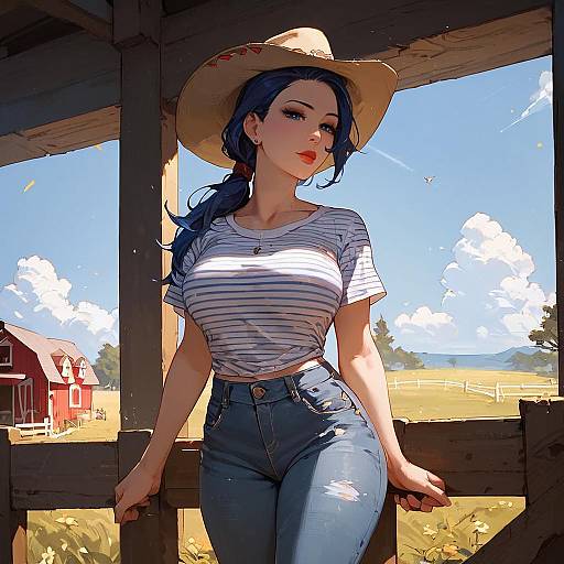 Pinup Farmgirl Marge Simpson Flat Art