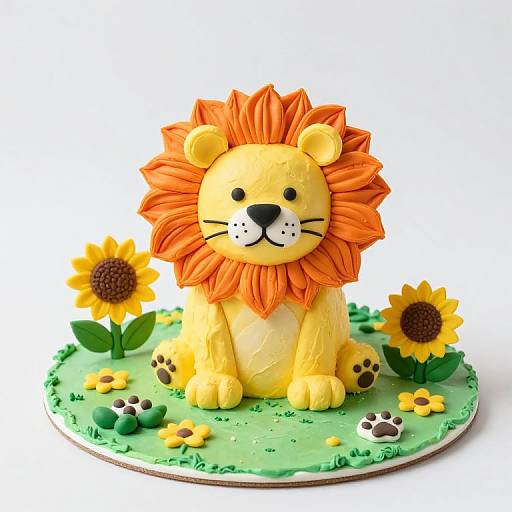 Whimsical Lion-Shaped Birthday Cake