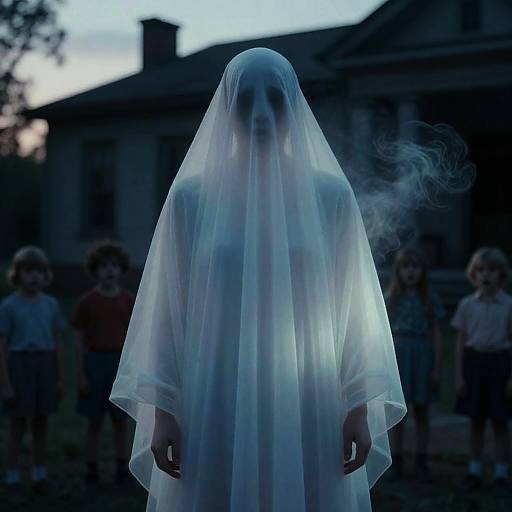 Ghostly Apparition with Frightened Children