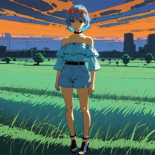 Serious Girl in a Serene Meadow
