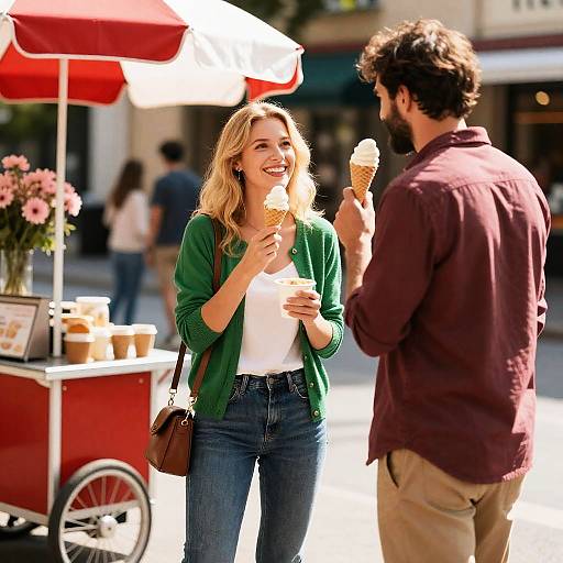 Sunny Outdoor Scene with Ice Cream Treats