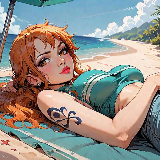 Nami Relaxing at the Beach in Style