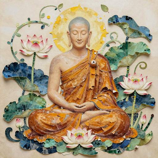 Calm Wise Monk with Lotus