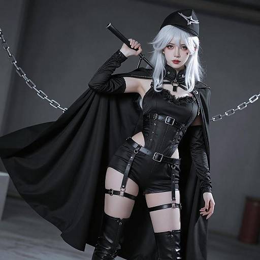 Gothic Woman in Military Attire