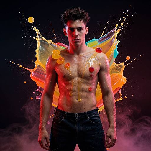 Ultra-Realistic Male Model in Vibrant Lighting