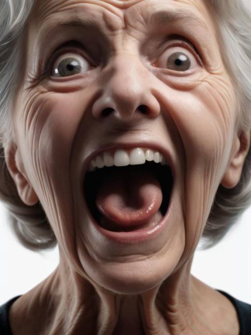 Eerie Elderly Woman with Black Eyes