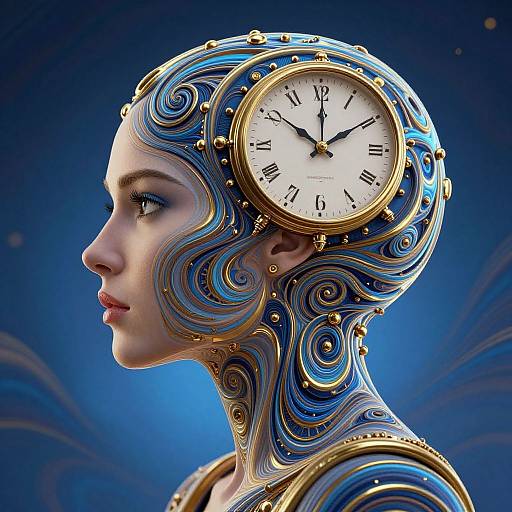 Psychedelic Woman with Clock Head