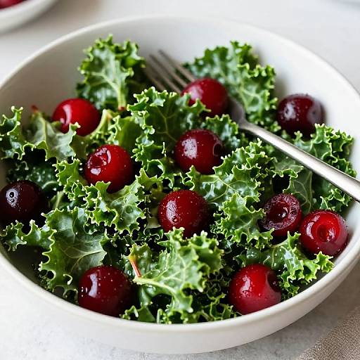 Cherry Kale Salad with Fork