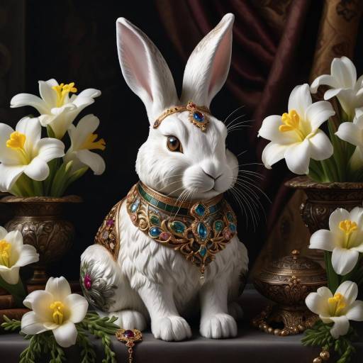 Regal Rabbit in Blooming Freesias