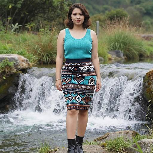 Stocky Heroine by Waterfall