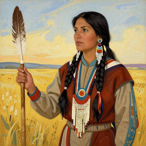 Native American Woman in Traditional Attire