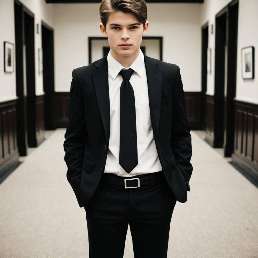 Elegant All-Black Wedding Suit Portrait