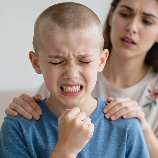 Emotional Moment: Boy in Pain with Caregiver