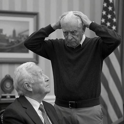 Elderly Men in Formal Black-and-White Setting