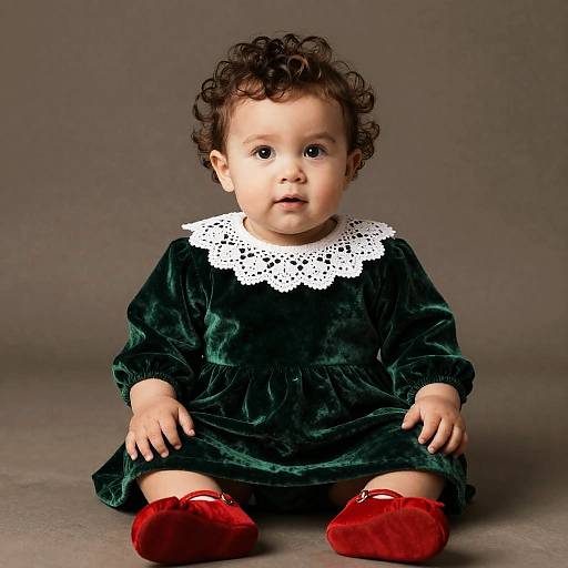 Vintage Holiday Toddler Portrait in Green