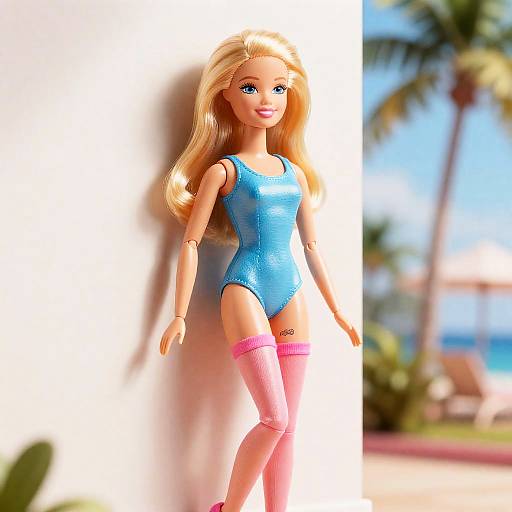 Ultra-Realistic Barbie in Blue Swimsuit