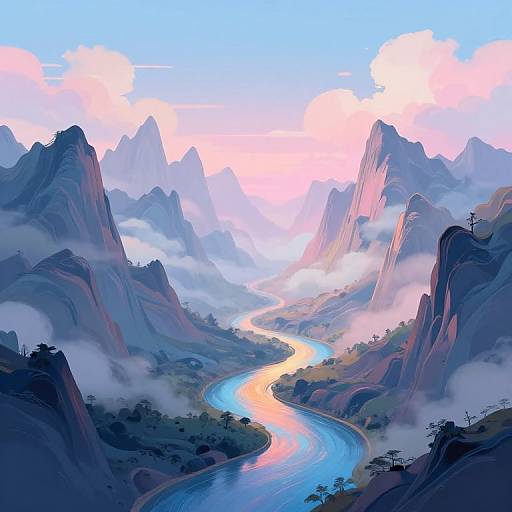 Surreal Vertical Mountain Landscape