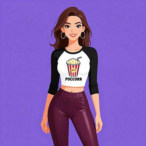 Smiling Woman in Casual Graphic Tee