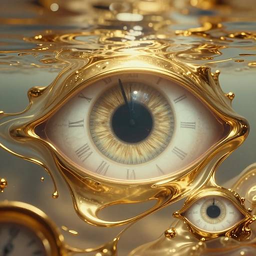 Surreal Gold Fluid Melting Clocks