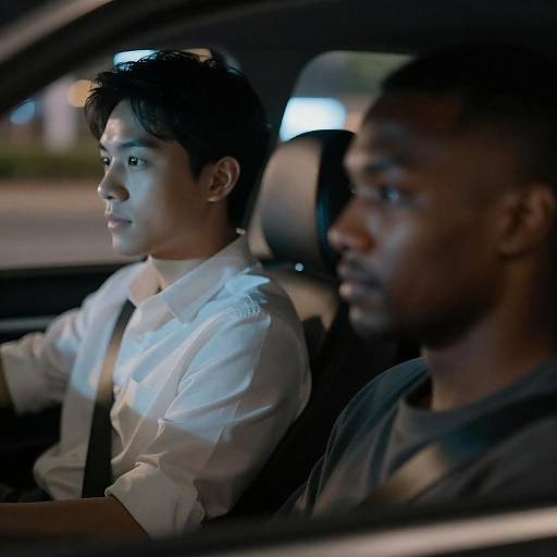 Night Drive: Two Men in Car