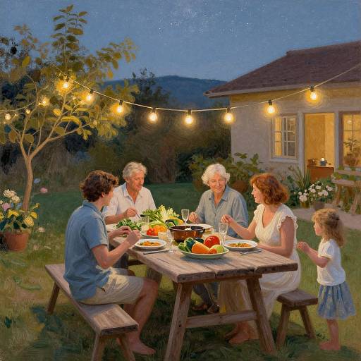 Impressionist Family Dinner Under Stars