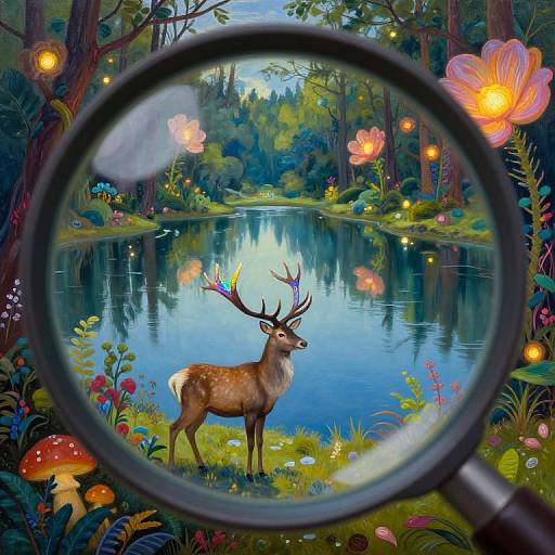 Surreal Stag in Enchanted Forest