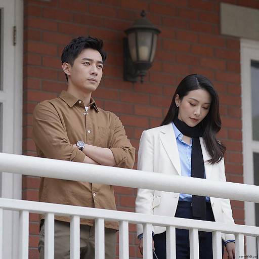 Couple on Balcony with City Backdrop