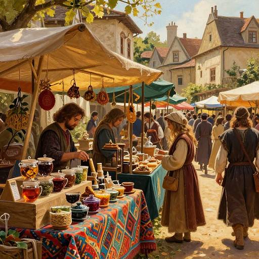 Enchanted Tea Market Fantasy Scene