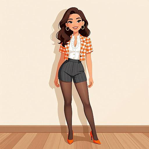 Retro Chic Woman in Tangerine Heels