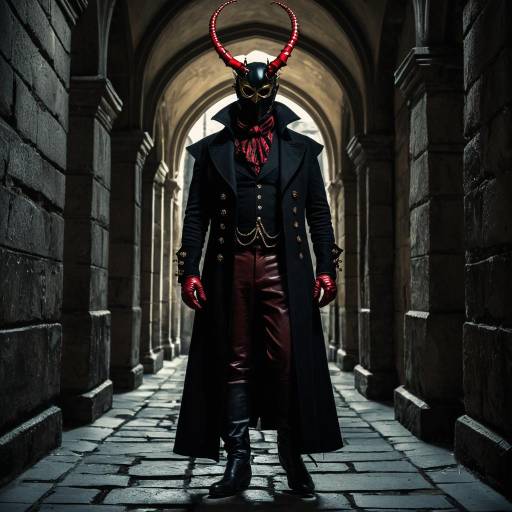 Victorian Gothic Man with Red Antennae Mask