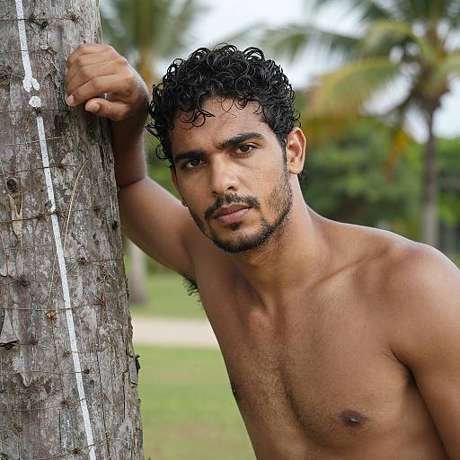 Intense Portrait of a Muscular Man Outdoors