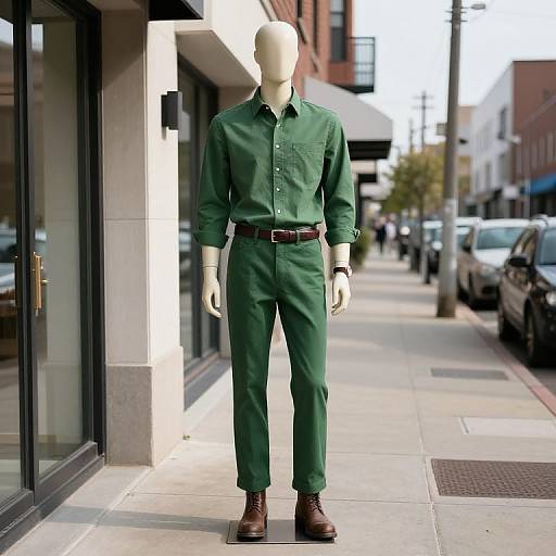 Realistic Mannequin on Urban Sidewalk