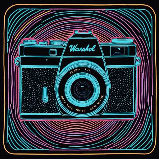 Neon Warhol-Inspired Vintage Camera Art