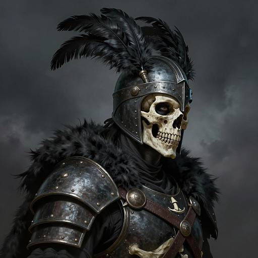 Intense Man in Skull Helmet Illustration