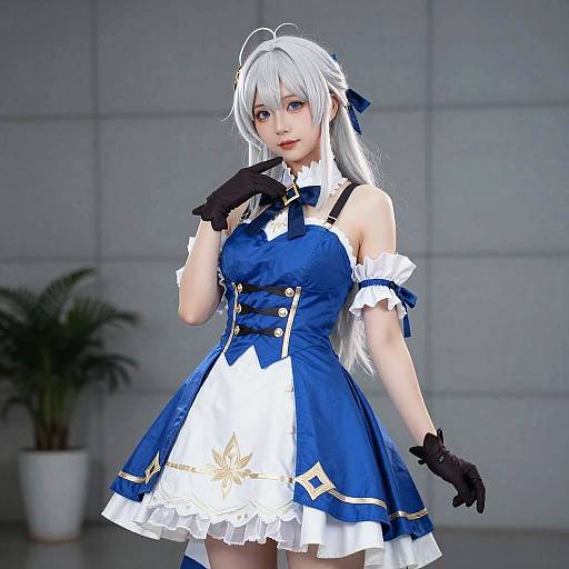 Azur Lane Bismarck Cosplay in Blue and White Dress
