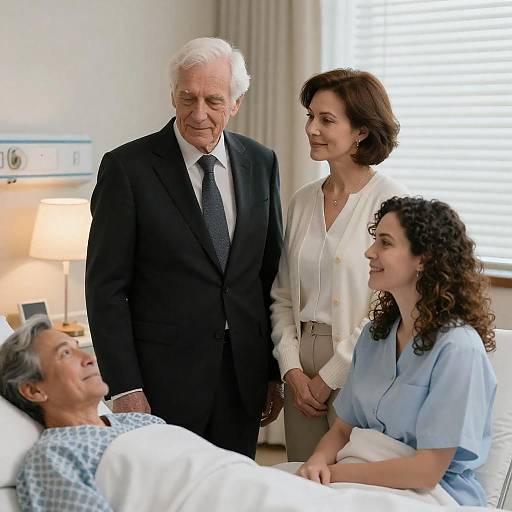 Warm Family Visit in Hospital Room