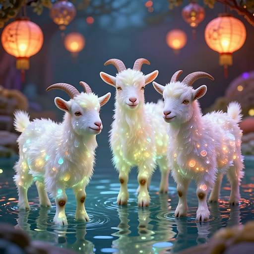 Surreal Crystalline Goats Dreamscape