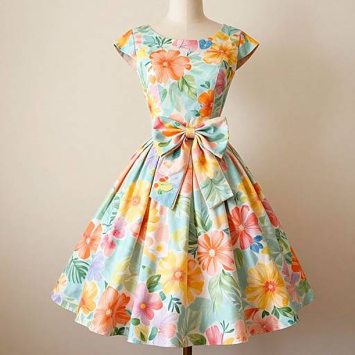 Vintage 80s Floral Pouf Skirt Dress